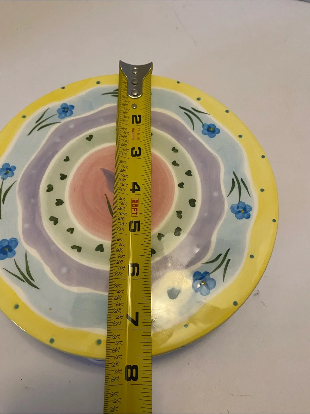 Cake Stand Ceramic Hand Painted Whimsical 8” Flowers Inc. Easter Egg Legs